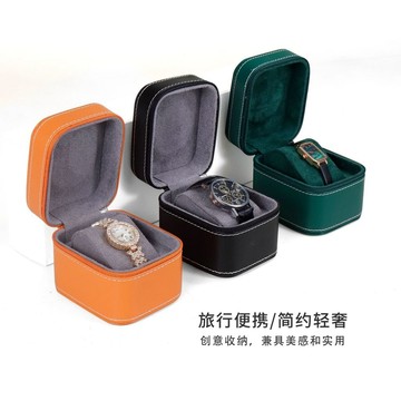 ✨可開發票#輕奢PU機械腕錶拉鏈盒歐式皮質飾品收納包裝盒商務禮盒定製LOGO#免運