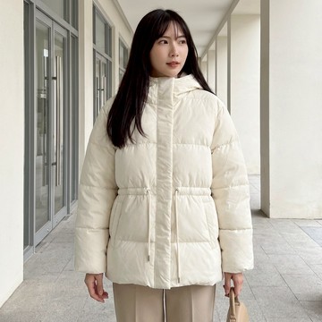 【Fee現貨3色新品】顯瘦連帽收腰抽繩鋪棉外套🔥外套女 女生外套 保暖外套 鋪棉外套 設計感外套 冬天外套 黑色外套 咖