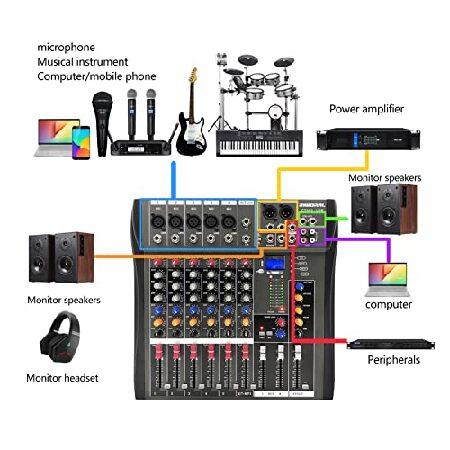 Channels Audio Mixer for karaoke Interface mixing board USB Bluetooth Effect Play Mp3 Music Audio Record By Smartphone PC   48V Phantom compatible C