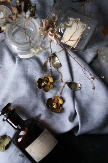 骷髏花吊飾項鍊 2 號