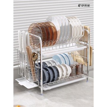 304不銹鋼碗架瀝水架晾放碗碟架漏水瀝水籃廚房收納置物架用品2層