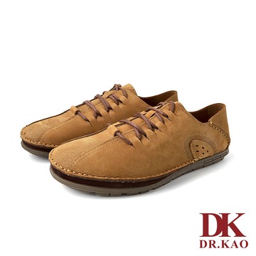 【DK 氣墊鞋】休閒縫線綁帶後踩男鞋 72-2127-55 棕