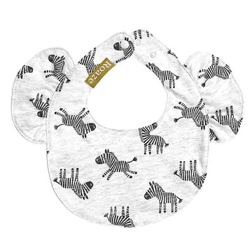 Roaze 柔仕 日系圍兜 純真系列 100%棉 防水底層 造型圍兜  漫遊斑馬 白色 + 黑色  1件