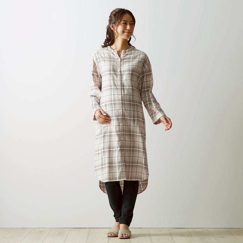 ベルメゾンネット マタニティサイズビエラ起毛長袖シャツワンピース レギンスパジャマ 通販 Lineポイント最大get Lineショッピング