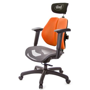 GXG 雙軸枕 雙背工學椅(2D手遊休閒扶手) 中灰網座 TW-2706 EA2JM
