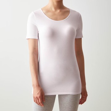 日本千趣會 - 95%棉 換季方便吸濕發熱短袖(大人)-米白