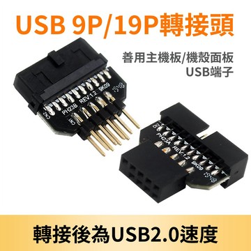 主機板 USB 9-Pin 與 19-Pin 針腳互轉 轉接頭 帶線款新上市