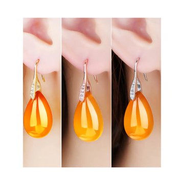 S925純銀耳環空托女鍍白金玫瑰金鍍黃金色鑲嵌蜜蠟琥珀耳飾耳環托