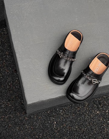 雅痞 非對稱水洗鞋穆勒 馬皮拖鞋 手工製