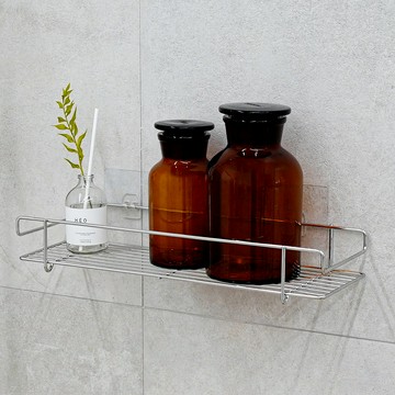 Spiderloc 簡約黏貼式不鏽鋼浴室置物架 (大型)  1個  400x68x130mm  銀色