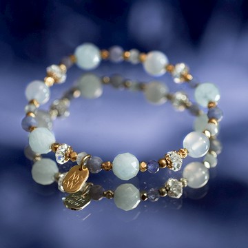 無憂年代 // C1461藍紋瑪瑙海藍寶手鍊