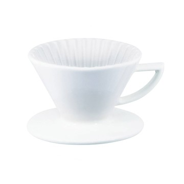 [寶馬牌 附把陶瓷濾杯 1-4杯 白色] JA-05-02-C-W