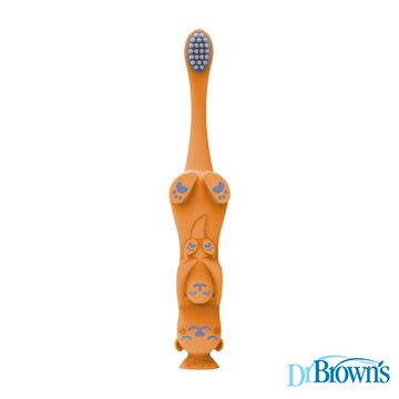 美國【Dr.Brown’s布朗博士】嬰幼兒超細柔軟站立牙刷-橘色水獺 1-4歲 (1入)｜官方旗艦店