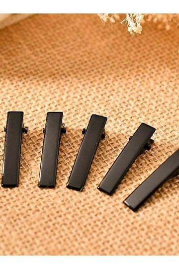 韓版夾子邊卡鴨嘴夾子發飾品黑色夾子手工黑色方形方塊方夾diy