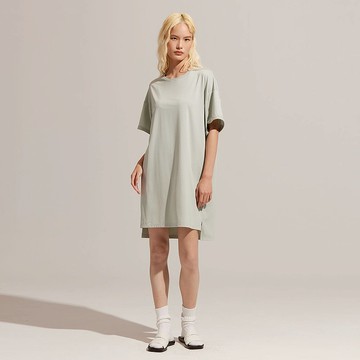 REBOOT瞬眠-親膚寬版洋裝-清灰綠