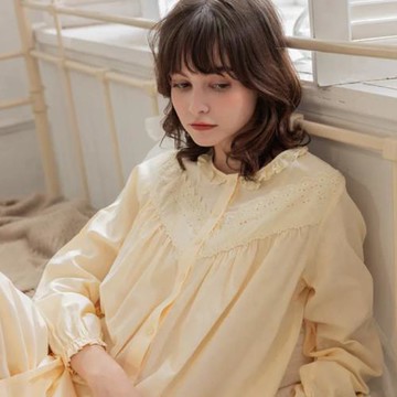 La Felino - 午夜女神長袖衣褲裝睡衣-女神黃【C6143】