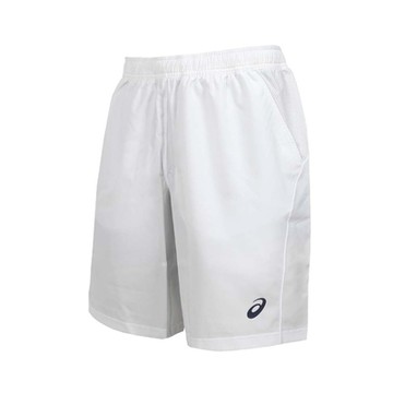 ASICS 男9吋平織短褲-吸濕排汗 運動 休閒 2041A343-100 白黑