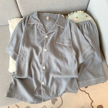 ✨精選好物✨睡衣夏季短袖薄款雲朵棉可外穿大碼居家服套情侶夏天大碼純棉短袖雲朵棉睡衣男款夏季可外穿青少年男生家居服套裝