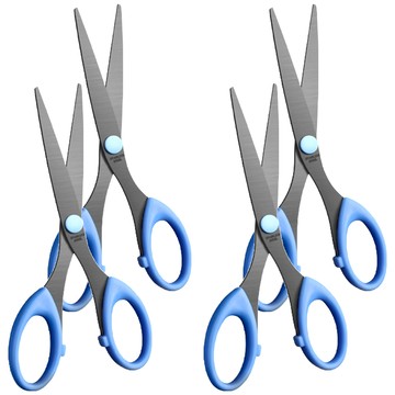 不鏽鋼黑刃剪刀 Set 4支  藍手柄