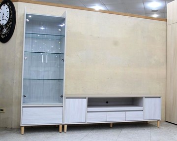 【歐風別館】珊朵拉8.1尺洗白色L型電視櫃【基隆至台中免運費】