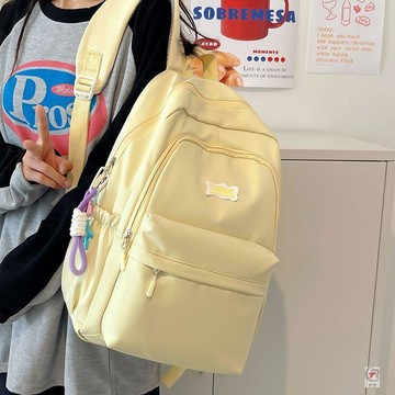 日韓爆款⭐書包日系簡約百搭大學生純色高中雙肩包ins初中生揹包大容量包包 雙肩包 書包