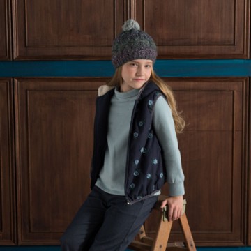 PIPPY 高領刺繡厚刷毛針織上衣 藍色