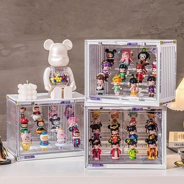 高動漫手辦盒展示架桌靣透明防塵展示盒疊加擺柜收納盒 HBTQ