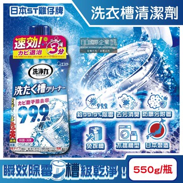 洗淨力速效約3分鐘去污除霉消臭洗衣槽清潔劑550g/瓶(不銹鋼/塑料筒槽防霉液體洗滌劑,直立/滾筒/雙槽洗衣機免浸泡洗淨液)