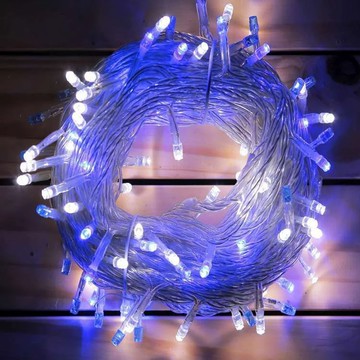 MODACore 摩達客 - 100燈LED燈串聖誕燈樹燈串 (藍白光透明線)(附IC控制器)高亮度省電