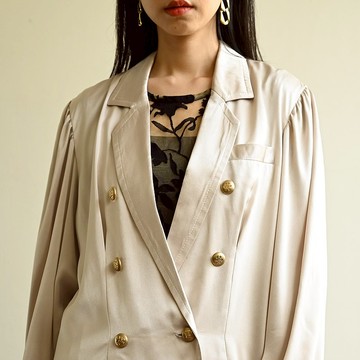 【NaSuBi Vintage】光緞面料兩件式裙式古著套裝