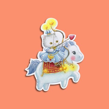 原創 星座貓貓 射手座 水彩手繪 膠面貼紙