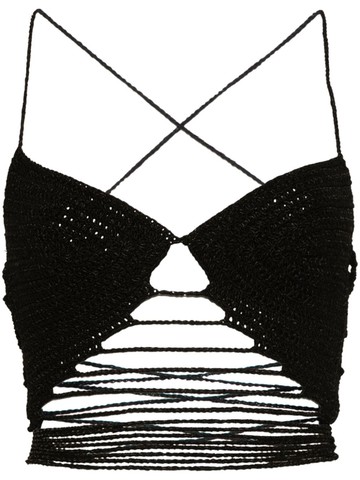 The Mannei - crochet cropped top - women - Cotton/Viscose - 36 - Black