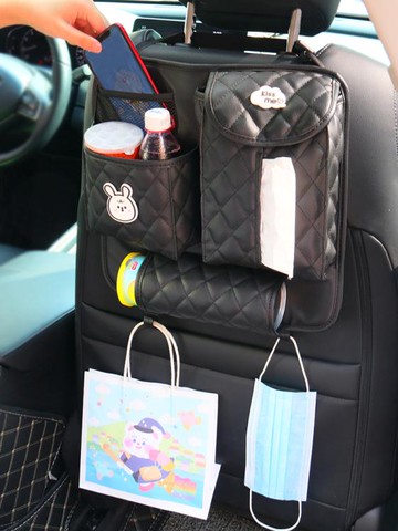 收納袋 車載紙巾盒掛袋車內收納網袋汽車座椅后背置物架車用多功能抽紙盒