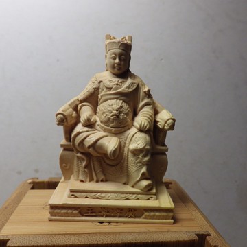 廣澤尊王佛龕小佛像黃楊木精雕 -