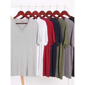 男士睡衣上衣莫代爾冰絲夏季棉綢冰絲短袖T恤打底汗衫內衣家居服