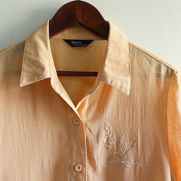 Slowly古著/Vintage/刺繡花束/古著襯衫