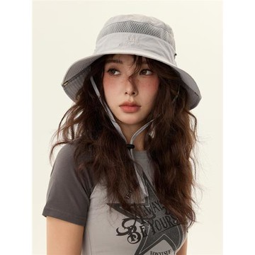 美式復古休閑網眼透氣登山帽女夏季防曬遮陽漁夫帽子釣魚露營帽男