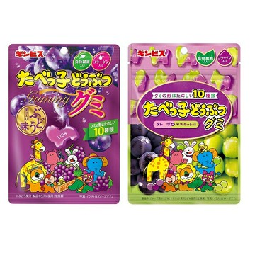 【江戶物語】 GINBIS 金必氏 動物造型軟糖 葡萄/葡萄&白葡萄風味 65g 英文單字 學習糖果 水果軟糖 日本進口