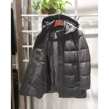 方仕男裝真皮羽絨男立領秋冬季男士中長款商務休閑潮流皮外套大衣