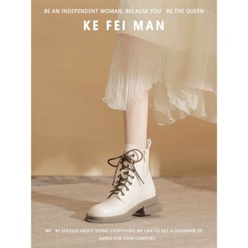 【珂菲曼】系帶短靴女2025新款春秋學生英倫風靴子秋冬款女馬丁靴