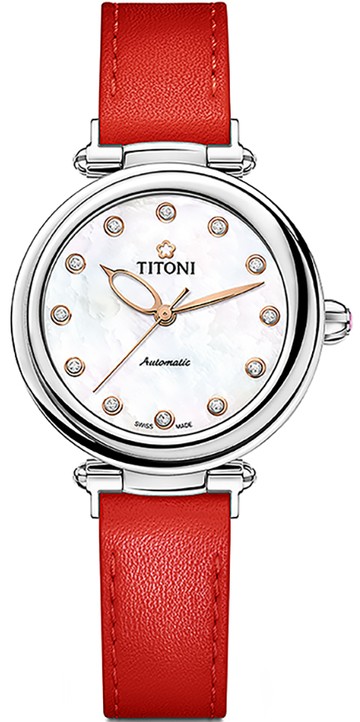 TITONI 梅花錶 炫美系列 MISS_LOVELY 高雅機械女腕錶 (23978S-STR-622)-33mm-白貝皮革【刷卡回饋 分期0利率】【APP下單點數13倍送】