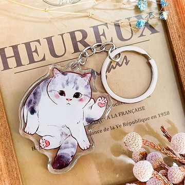 026白底虎斑貓A Tabby cat on white A/晶透吊飾 stationery char