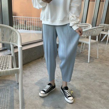 冰絲哈倫褲女夏季高腰寬松顯瘦九分薄款蘿卜百褶褲奶奶休閑褲子潮