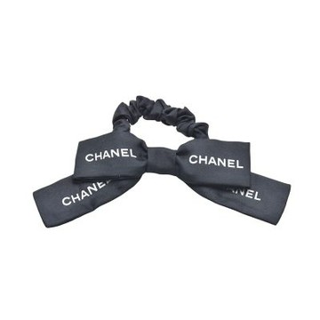 CHANEL 經典品牌字母蝴蝶結髮圈(黑色)