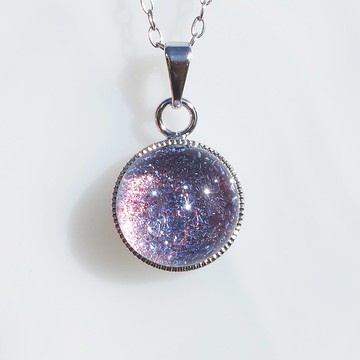 變色的閃亮玻璃（Kirari[大][白光魔法]）鍊式項鍊[棉線，925銀可選][定做]