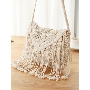 2024新款中國風森系草編包女包夏季蕾絲編織單肩斜挎包草包藤編包