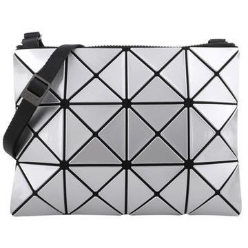 ISSEY MIYAKE  BAOBAO 燦夏透光幾何方格3X4斜背包(銀)亮面