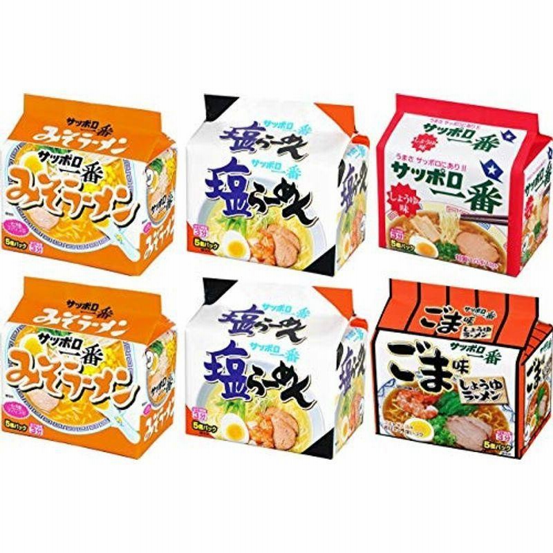 Amazon.co.jp限定 サッポロ一番 袋ラーメン 5食P×6個(塩5食P×2、味噌5