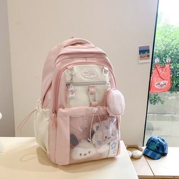 熱銷💯小學生書包女孩高顔值粉色初中女生小食量痛包可愛大容量雙肩背包 大容量後背包 韓版多層畢旅耐重雙肩包 DMVR