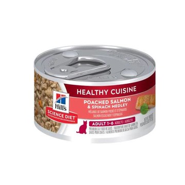 【Hills 希爾思】成貓水煮鮭魚燴菠菜健康美饌主食罐 79gX6罐/盒(10448)